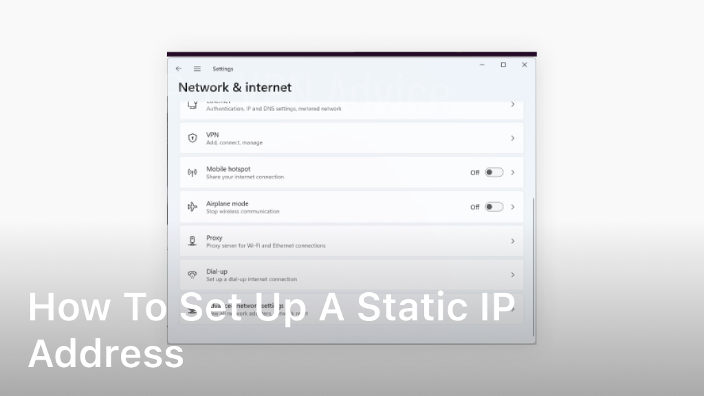 how to set up a static ip address