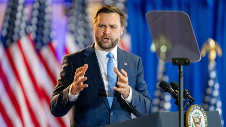 Vance defends Canada trade war in visit to Maine; Collins skips rally